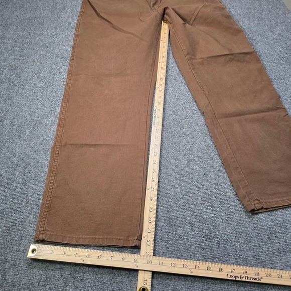 Dickies Carpenter Pants Mens 36x32 Brown Duck Cotton Canvas Work Dungarees Wear - Picture 4 of 7